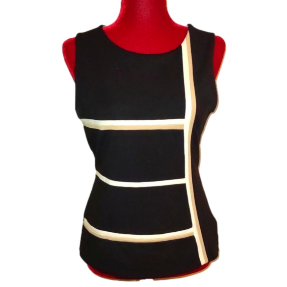 White House Black Market Black and Cream Top